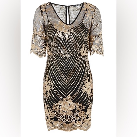 Tfnc London ‘Casey’ Sequined Mini Dress With Fluted Sleeves